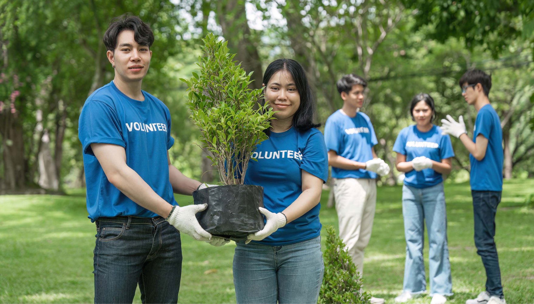 Volunteers Planting and Helping Out The Community